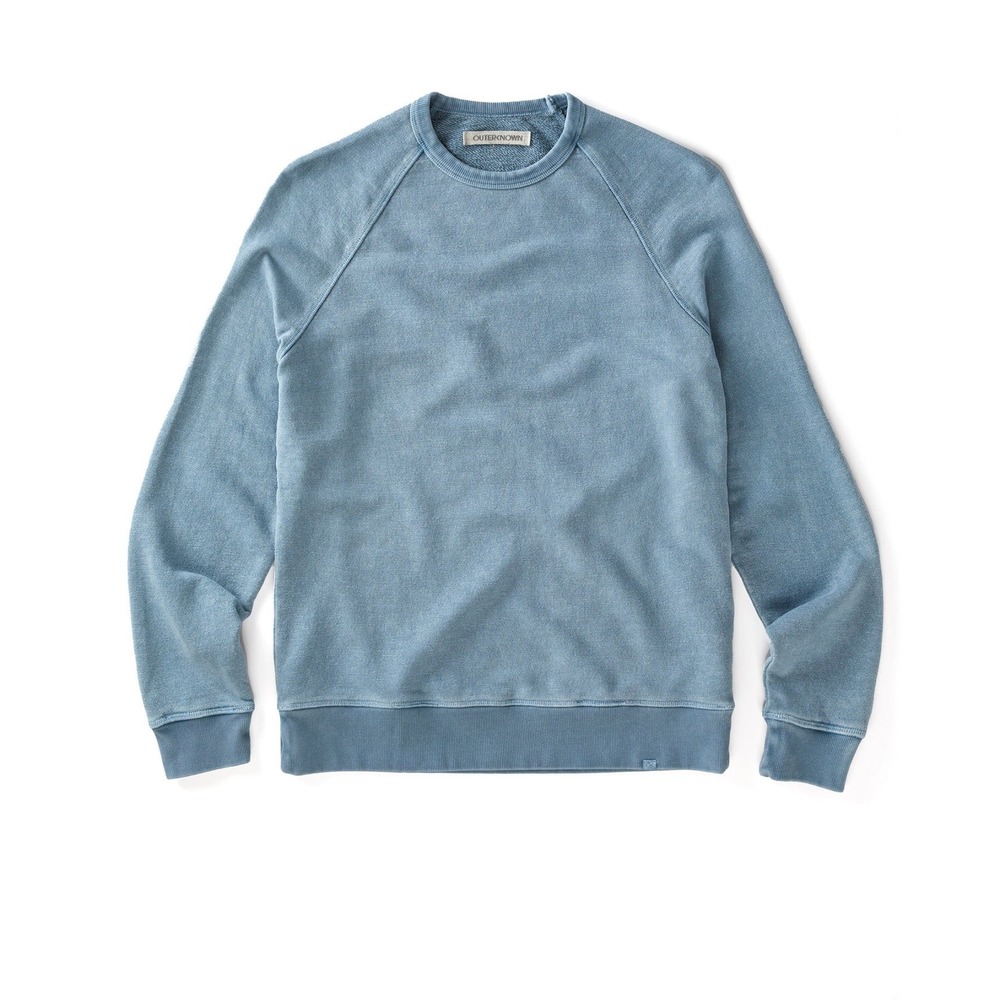 Outerknown Sur Crewneck Sweatshirt Mens Blue Raglan Pullover Sweater